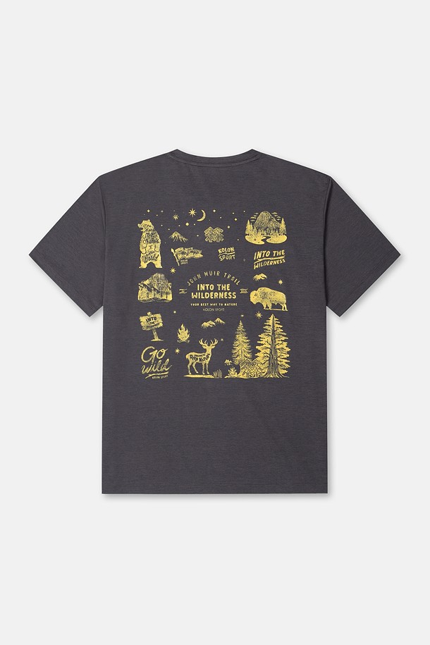 코오롱스포츠-의류 상의-남성 멜란지 그래픽 라운드넥 반팔 티셔츠