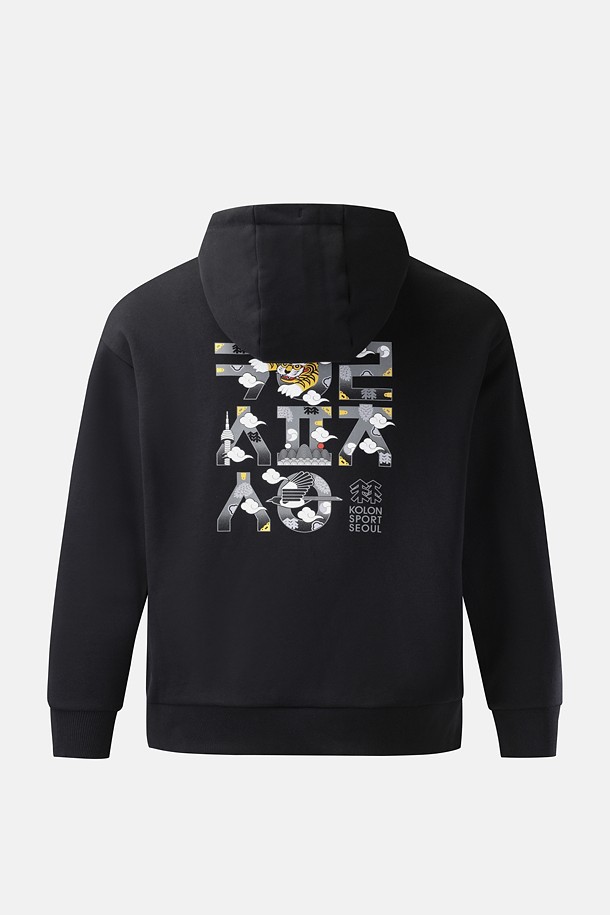 코오롱스포츠-의류 상의-[Seoul Exclusive] 남녀공용 스웻 그래픽 후드 긴팔 티셔츠