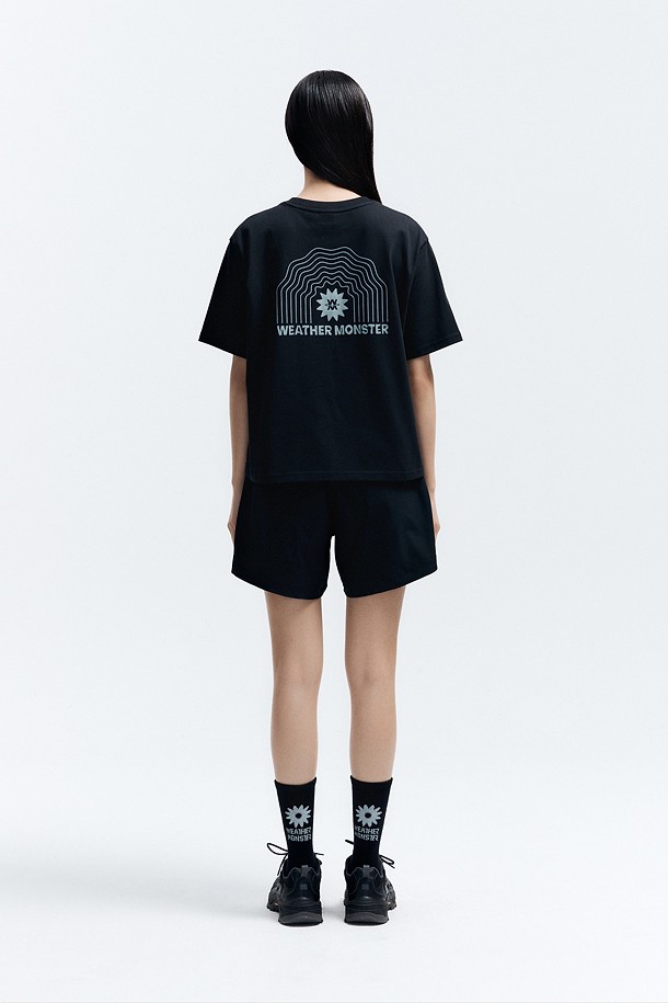 코오롱스포츠-의류 상의-WM 여성 크롭 프린트 반팔티셔츠