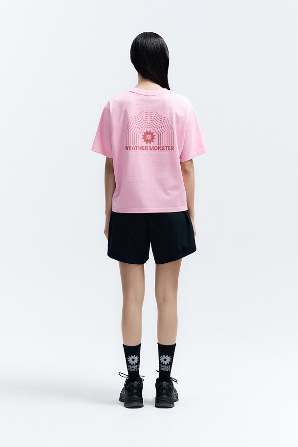 코오롱스포츠-의류 상의-WM 여성 크롭 프린트 반팔티셔츠