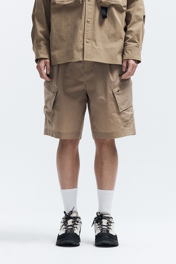 WM 남성 유틸리티 우븐 립스탑 카고 쇼츠_CAMEL-a