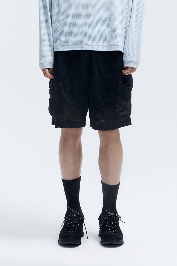 WM 남녀공용 메쉬 카고 쇼츠_BLACK-a