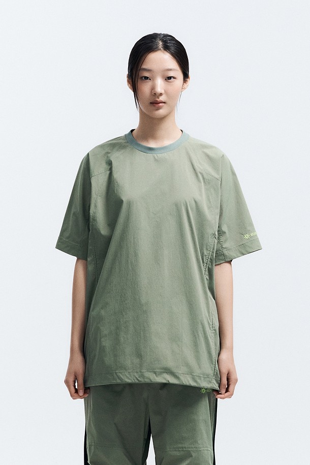 WM 남녀공용 냉감 벤틸레이션 반팔 티셔츠_KHAKI-a