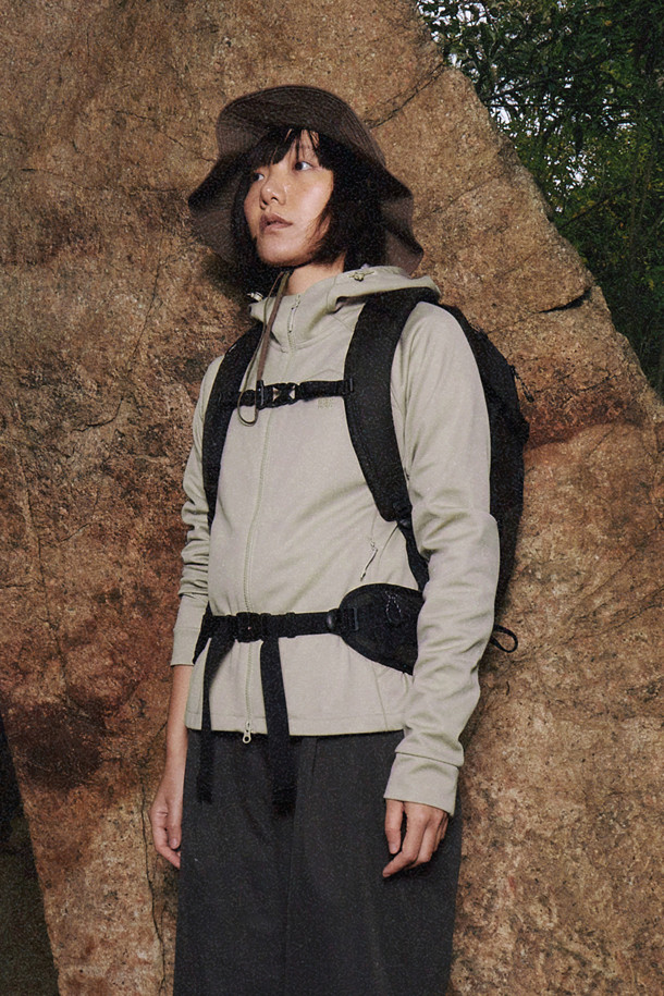 여성 후드 풀 집업 재킷 (SET-UP)_BEIGE-a