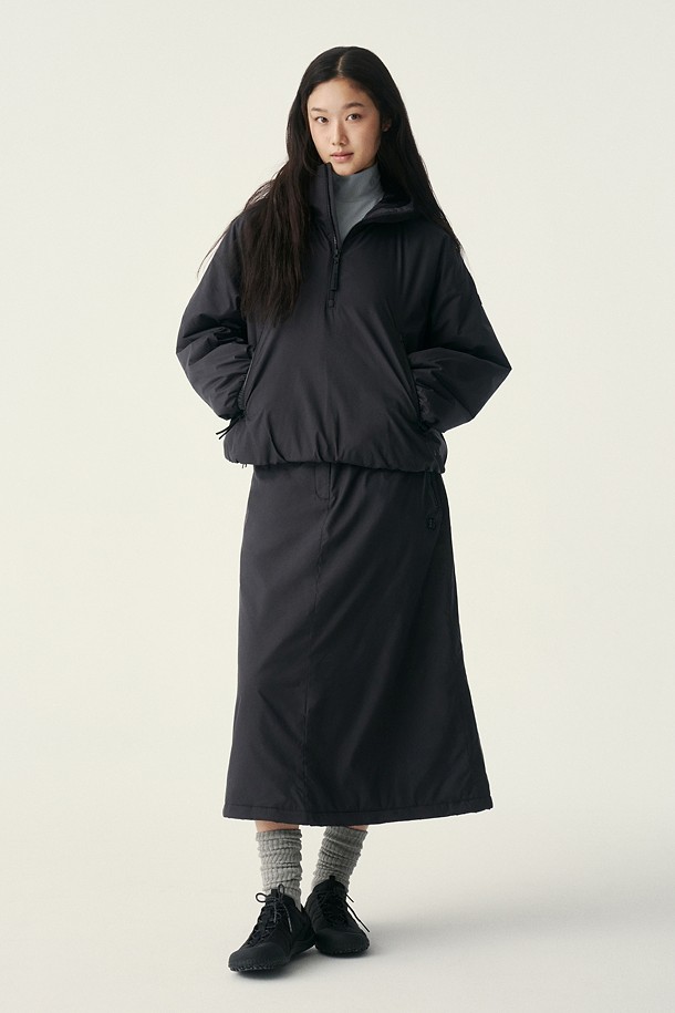 [Warm Daypack] 여성 패딩 미디 스커트 (SET-UP)_GREY-a