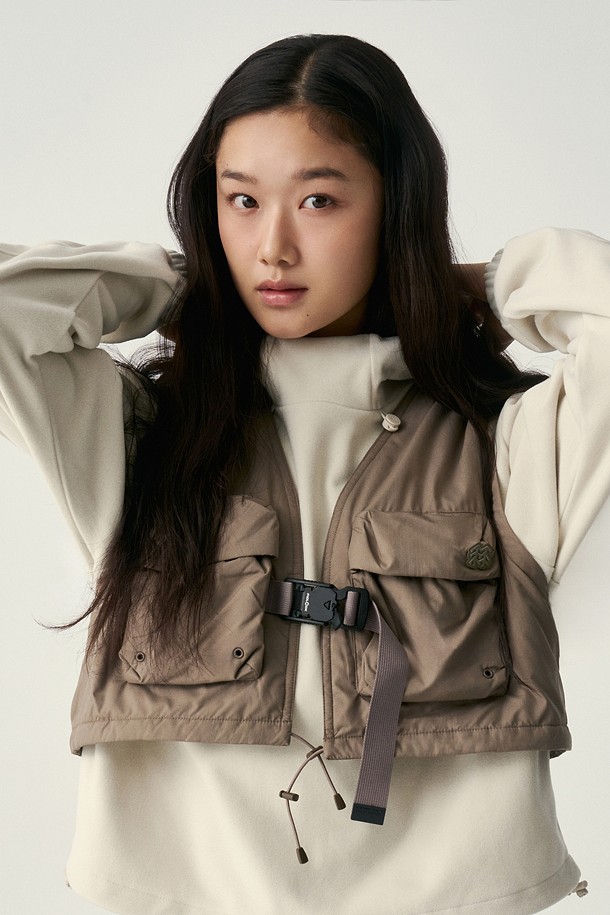[Warm Daypack] 여성 멀티포켓 베스트_BROWN-a