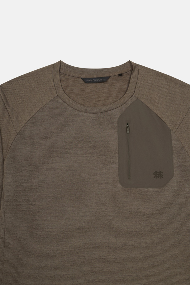 코오롱스포츠-의류 상의-남성 솔라이트 UV 아웃포켓 라운드넥 긴팔 티셔츠