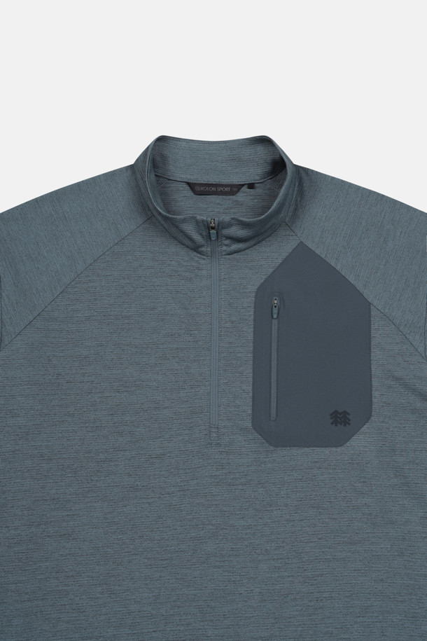 코오롱스포츠-의류 상의-남성 솔라이트 UV 아웃포켓 집업 긴팔 티셔츠