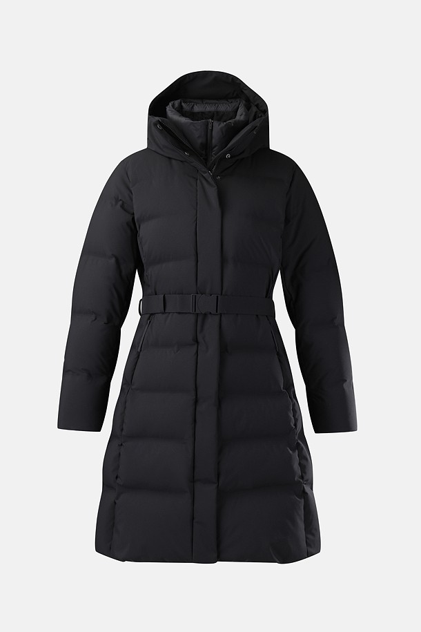 코오롱스포츠-의류 아우터-여성 쿠치 롱 후드 미드 다운 재킷