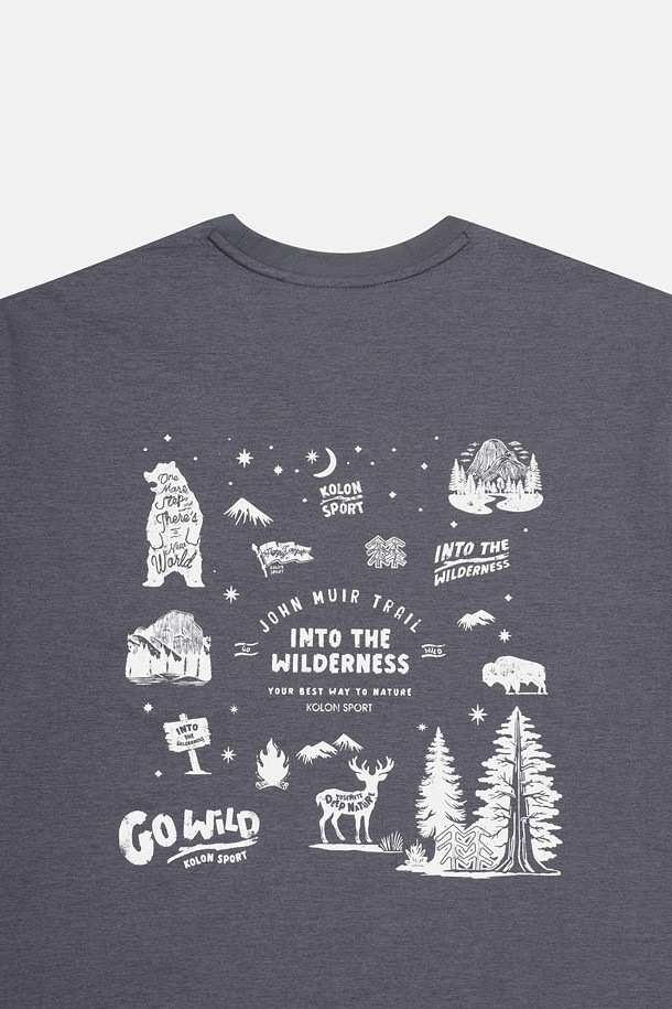 코오롱스포츠-컬렉션 백패킹-여성 모스플렉스 소로나 릴렉스핏 그래픽 라운드넥 반팔 티셔츠