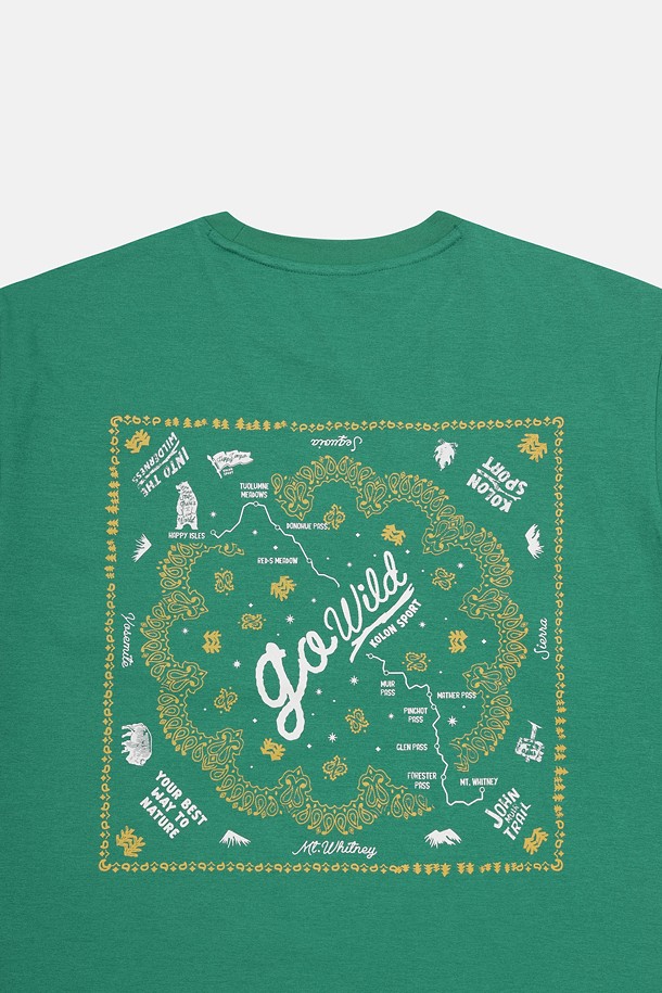 코오롱스포츠-컬렉션 백패킹-여성 모스플렉스 소로나 릴렉스핏 그래픽 라운드넥 반팔 티셔츠