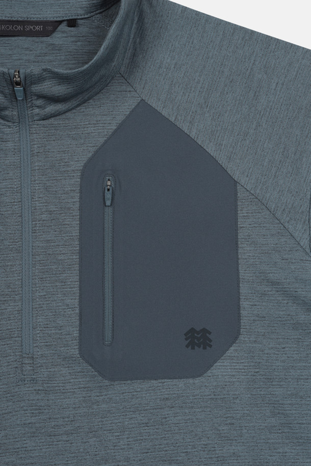 코오롱스포츠-의류 상의-남성 솔라이트 UV 아웃포켓 집업 긴팔 티셔츠