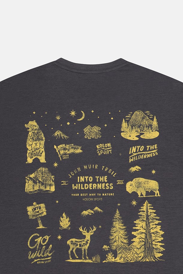 코오롱스포츠-의류 상의-남성 멜란지 그래픽 라운드넥 반팔 티셔츠