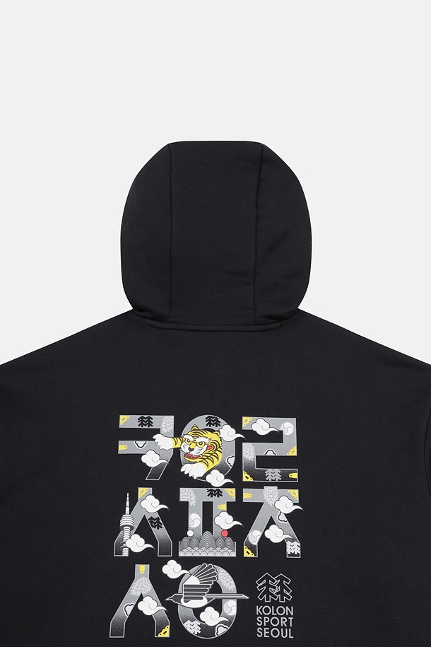 코오롱스포츠-의류 상의-[Seoul Exclusive] 남녀공용 스웻 그래픽 후드 긴팔 티셔츠