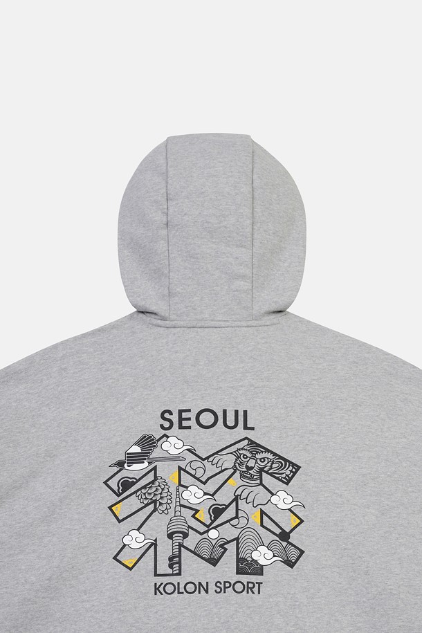 코오롱스포츠-의류 상의-[Seoul Exclusive] 남녀공용 스웻 그래픽 후드 긴팔 티셔츠