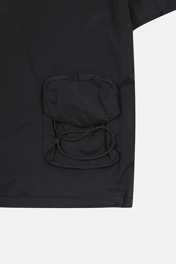 코오롱스포츠-의류 상의-여성 솔라이트 UV 우븐 포켓 라운드넥 반팔 티셔츠