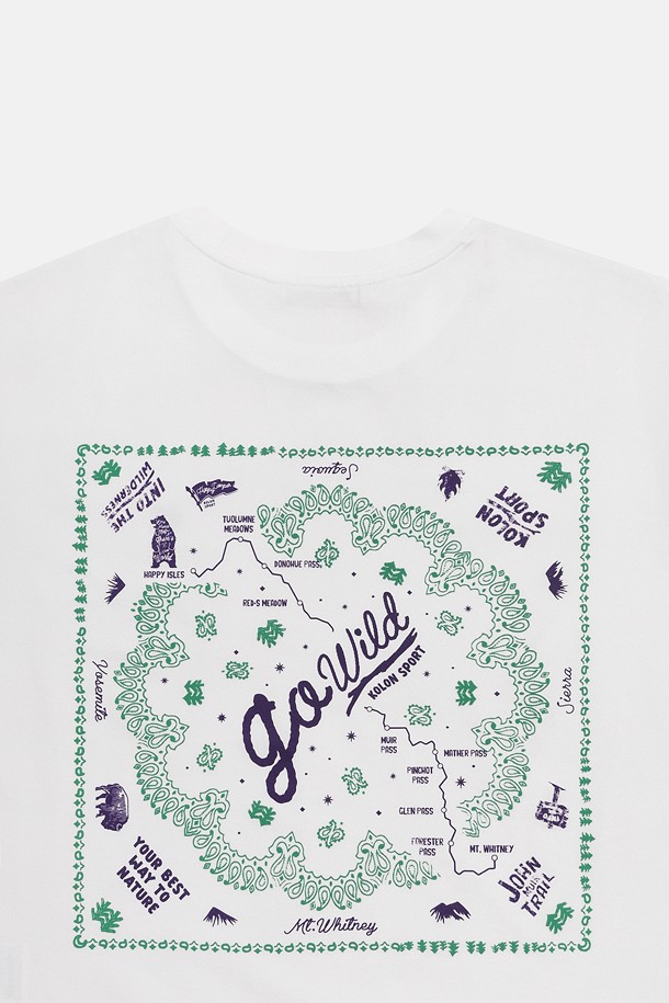 코오롱스포츠-컬렉션 백패킹-여성 모스플렉스 소로나 릴렉스핏 그래픽 라운드넥 반팔 티셔츠