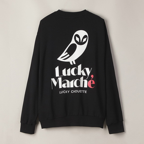 럭키마르쉐(LUCKYMARCHE) 오버사이즈 마르쉐 슈에뜨 스웻셔츠_LQTAW20100BKX