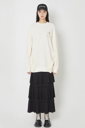 [Atelier] Front Button Triple Wrinkle Long Skirt