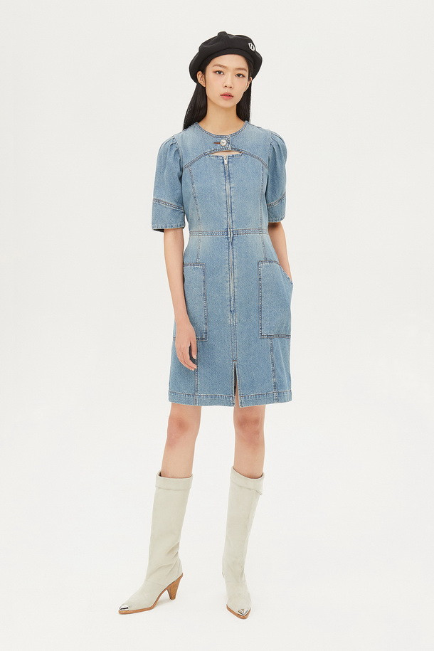 Lucky chouette denim hot sale off shoulder dress