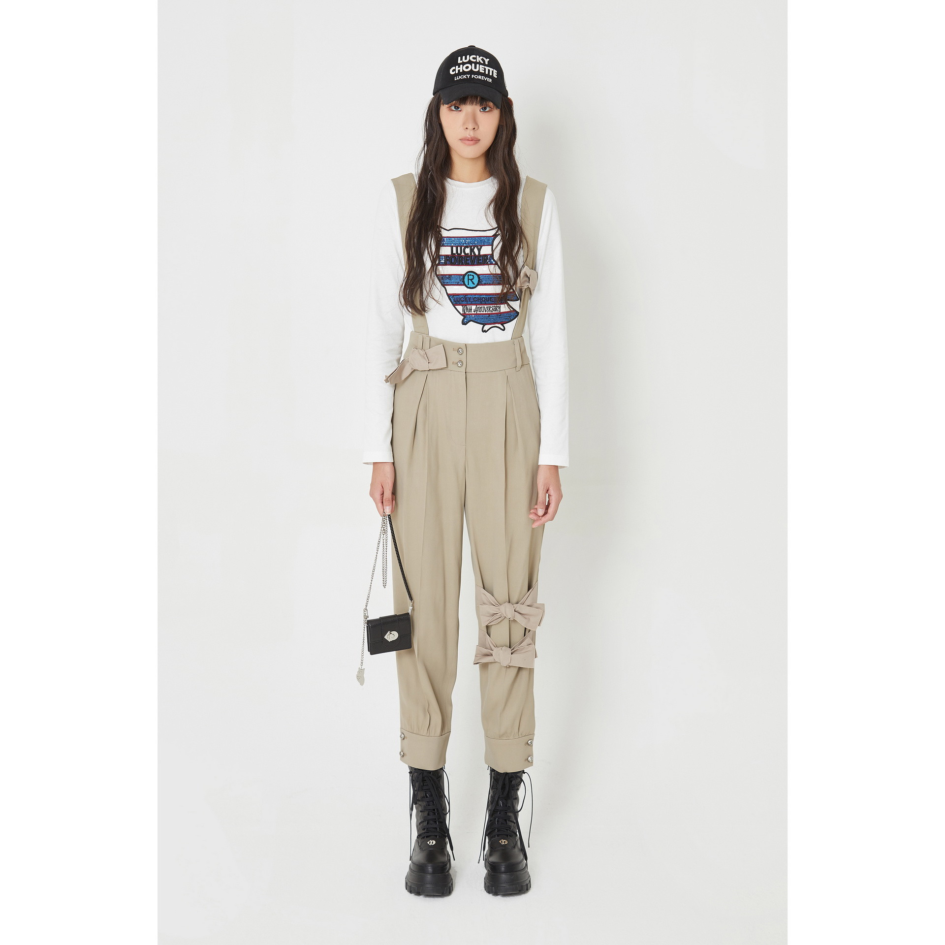 [럭키슈에뜨][Atelier] Ribbon Detail Suspenders Pants_LFPNW22800BEX [W CONCEPT]