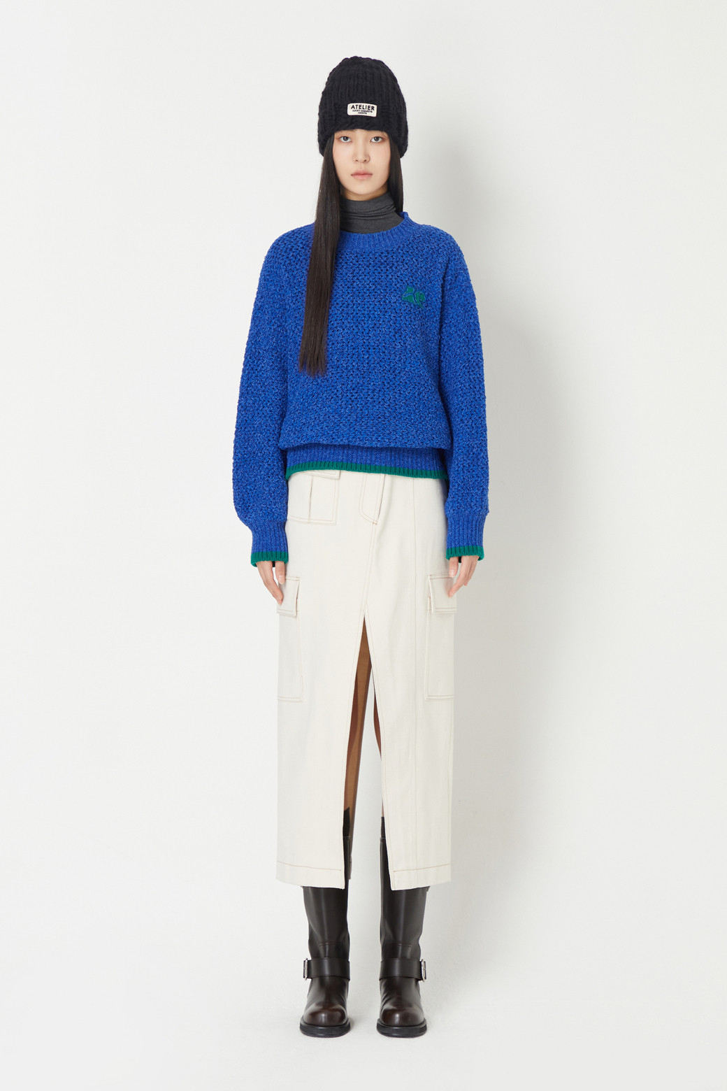 LUCKY CHOUETTE - 스웨터 - Color Block Hem Pullover