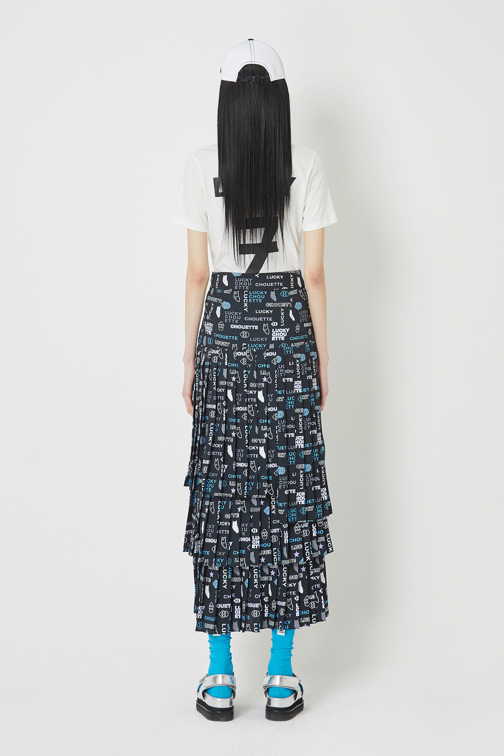 [럭키슈에뜨]Samanco Chouette Print Pleats Long Skirt_LFKAM23460BKX [W CONCEPT]