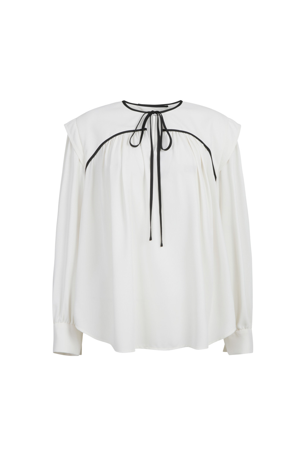 LUCKY CHOUETTE - 블라우스 - Coloring Point Polyester Long-Sleeved Blouse