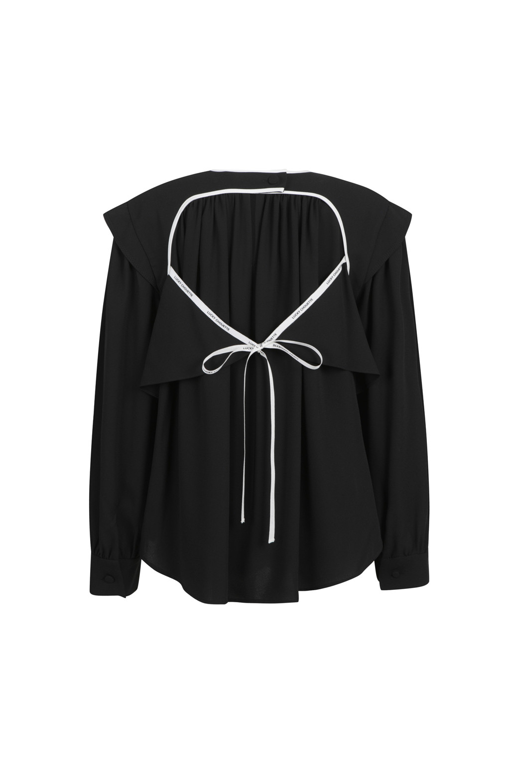 LUCKY CHOUETTE - 블라우스 - Coloring Point Polyester Long-Sleeved Blouse