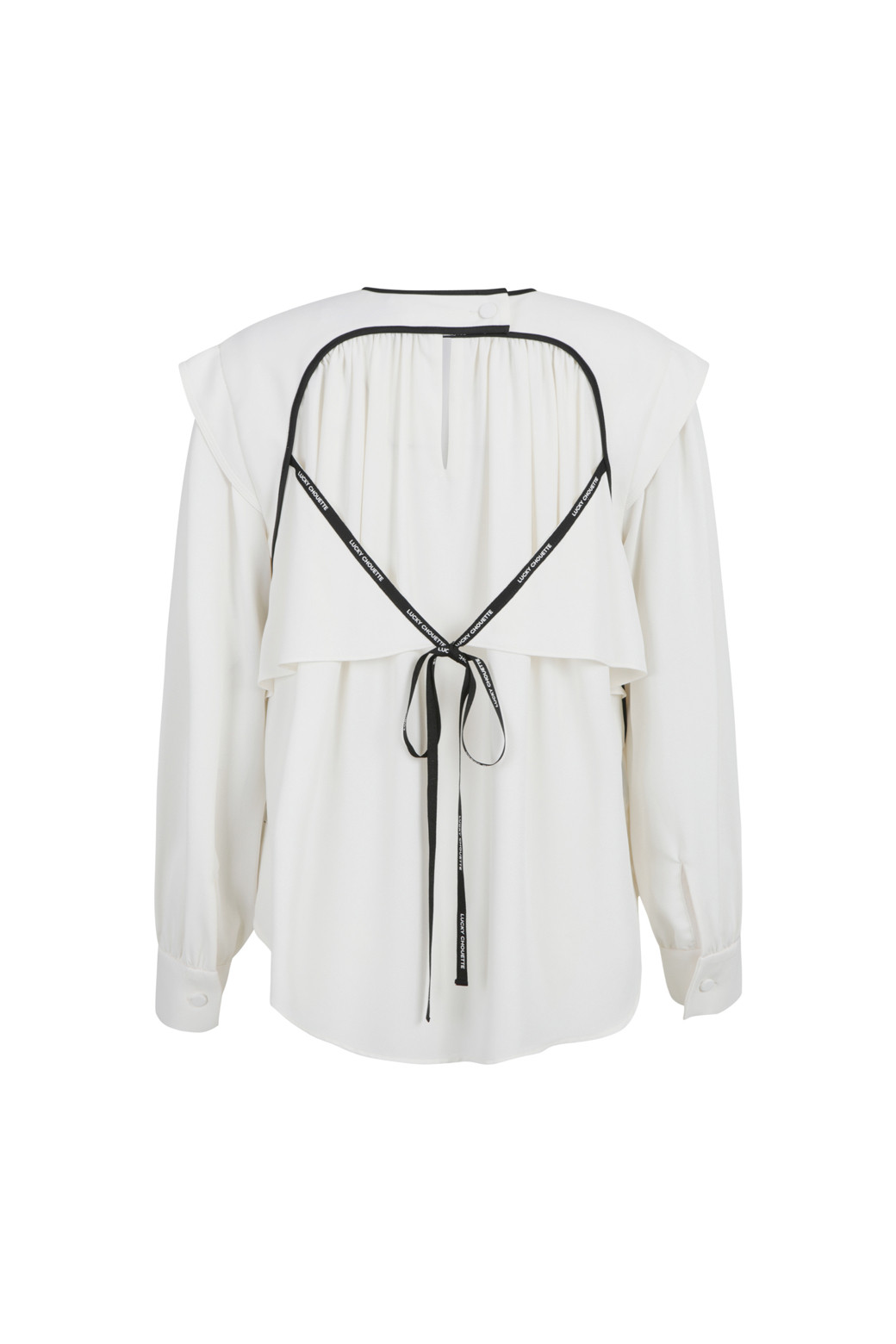 LUCKY CHOUETTE - 블라우스 - Coloring Point Polyester Long-Sleeved Blouse