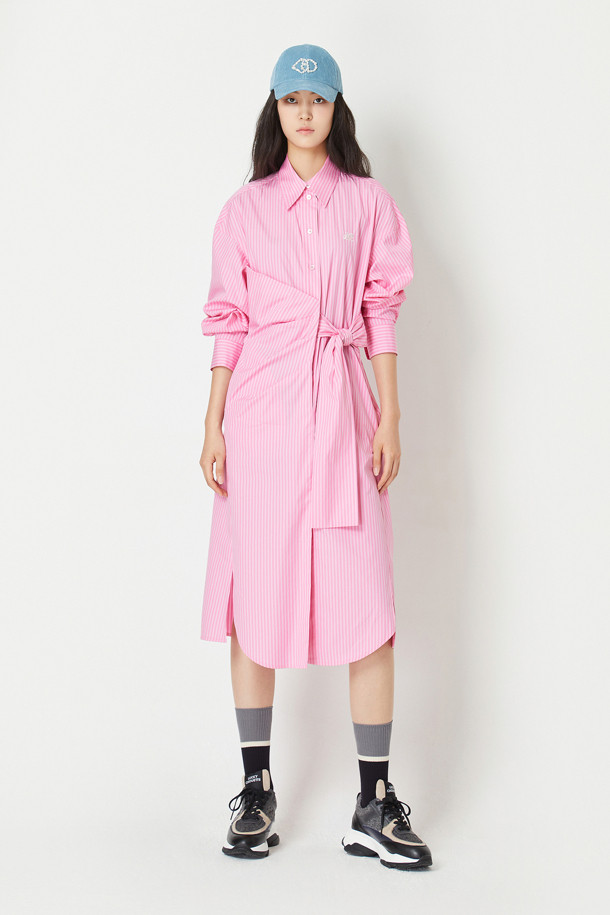 LUCKY CHOUETTE - 원피스 - Ribbon Point Striped Shirt Type Dress