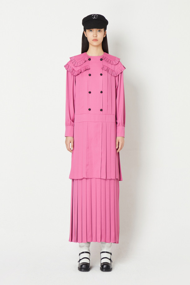 LUCKY CHOUETTE - 원피스 - [Atelier] Double Collar Pleated Long Dress