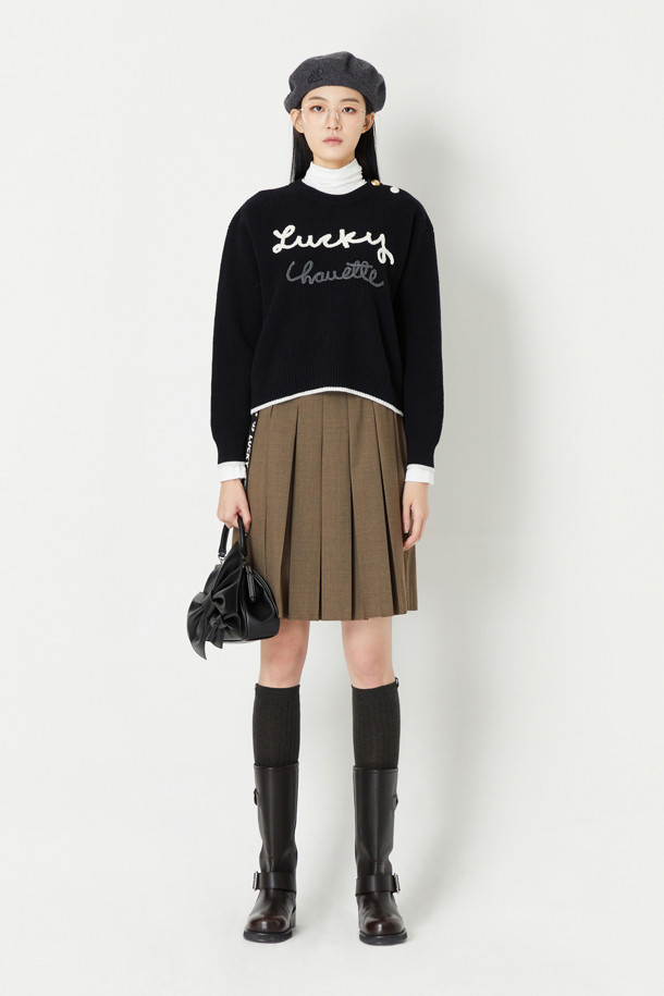 LUCKY CHOUETTE - 미디스커트 - Pleats Mid Skirt