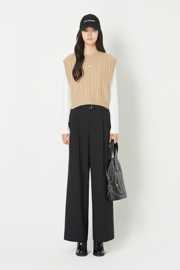 LUCKY CHOUETTE - 스커트/팬츠 - [Re-Order] Belted Back Banding Wide Pants