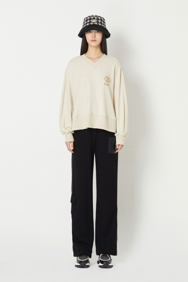 LUCKY CHOUETTE - 롱/미디팬츠 - Side Block Point Jersey Jogger Back Banding Pants