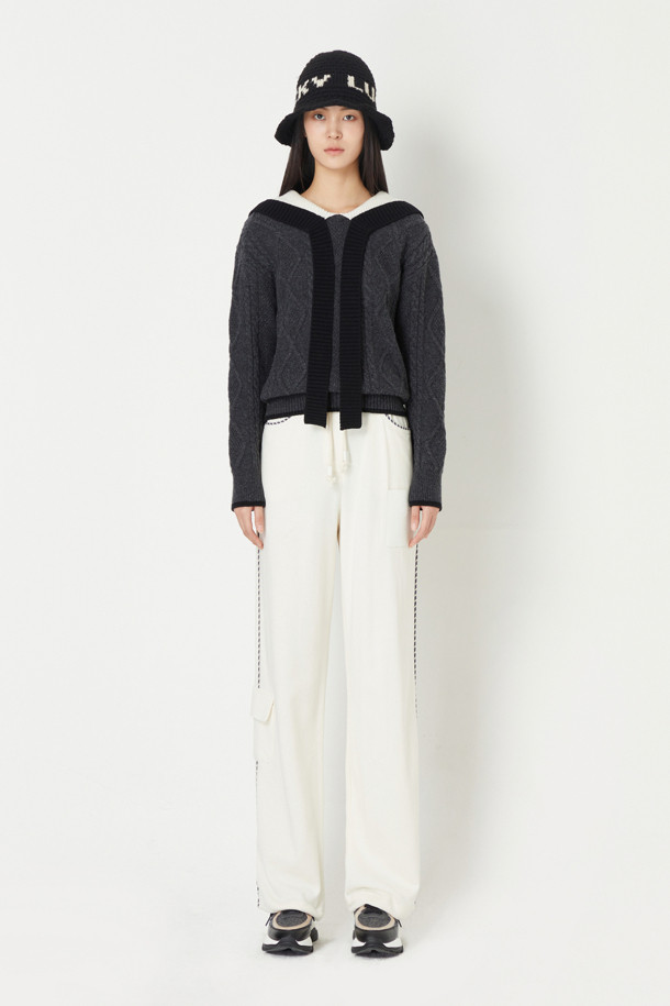 LUCKY CHOUETTE - 롱/미디팬츠 - Side Block Point Jersey Jogger Back Banding Pants