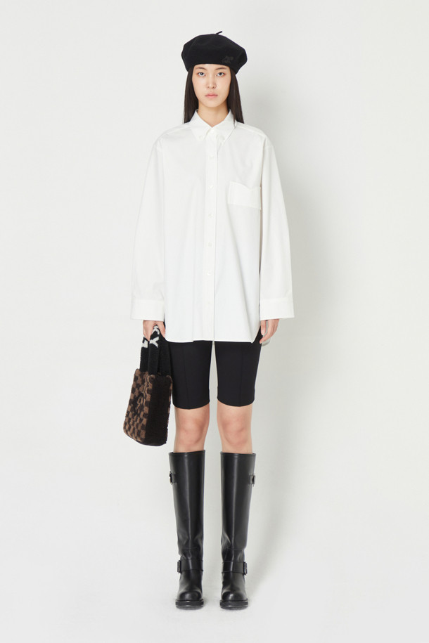 LUCKY CHOUETTE - 블라우스 - [셀럽착용] Back Embroidery Point Cotton Shirt Blouse