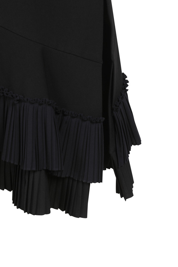 LUCKY CHOUETTE - 스커트/팬츠 - Hem Pleated Point Long Skirt (Solid)