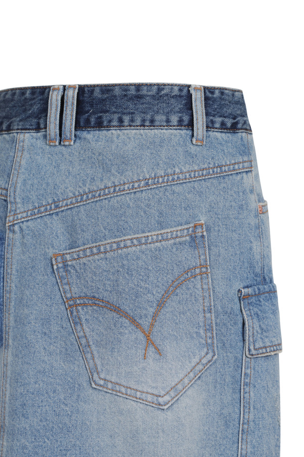 LUCKY CHOUETTE - 스커트/팬츠 - Out Pocket Unbalanced Denim Mini Skirt