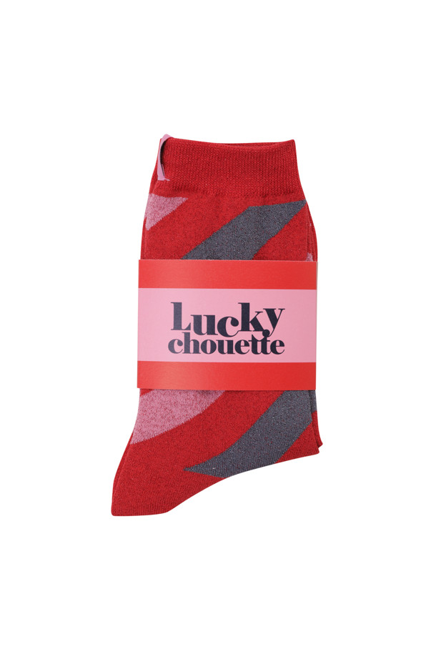 LUCKY CHOUETTE - 양말 - Diagonal line Stripe Metal Socks