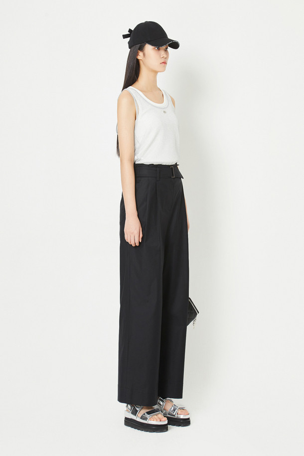 LUCKY CHOUETTE - 스커트/팬츠 - [Re-Order] Belt Back Banding Wide Pants