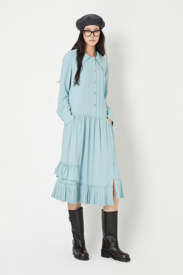 LUCKY CHOUETTE - 원피스 - Pleats Collar Long Dress