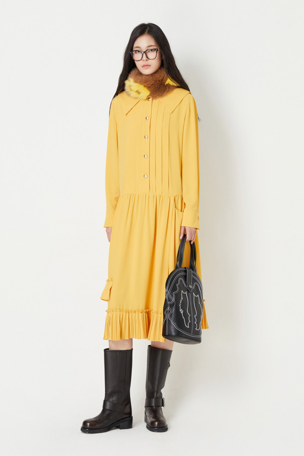 LUCKY CHOUETTE - 원피스 - Pleats Collar Long Dress