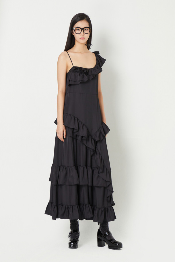 LUCKY CHOUETTE - 원피스 - [Atelier] Ribbon Decoration Frill Slip Long Dress