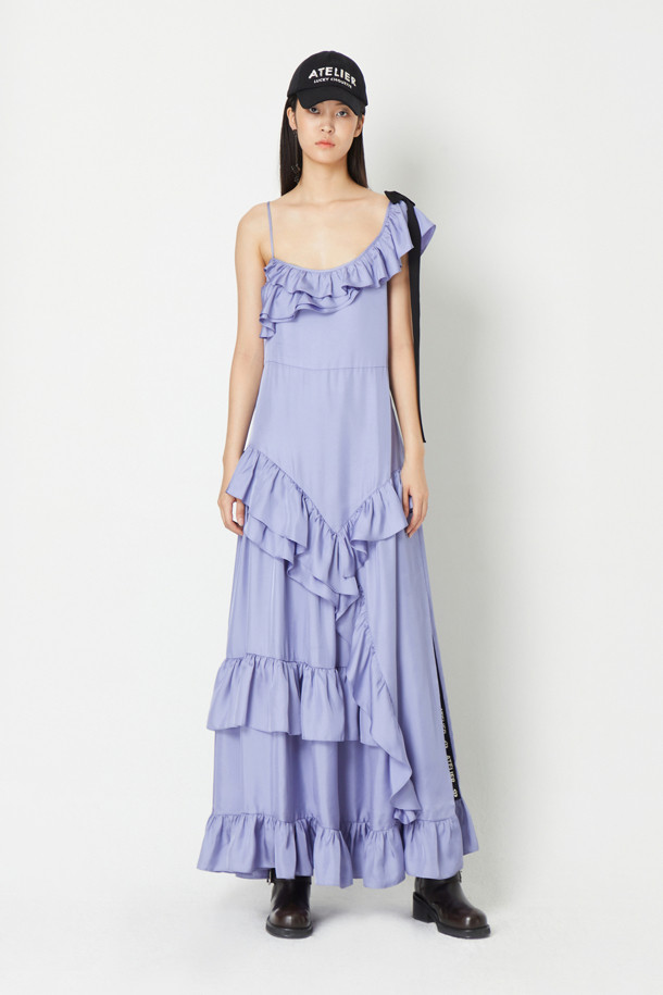 LUCKY CHOUETTE - 원피스 - [Atelier] Ribbon Decoration Frill Slip Long Dress