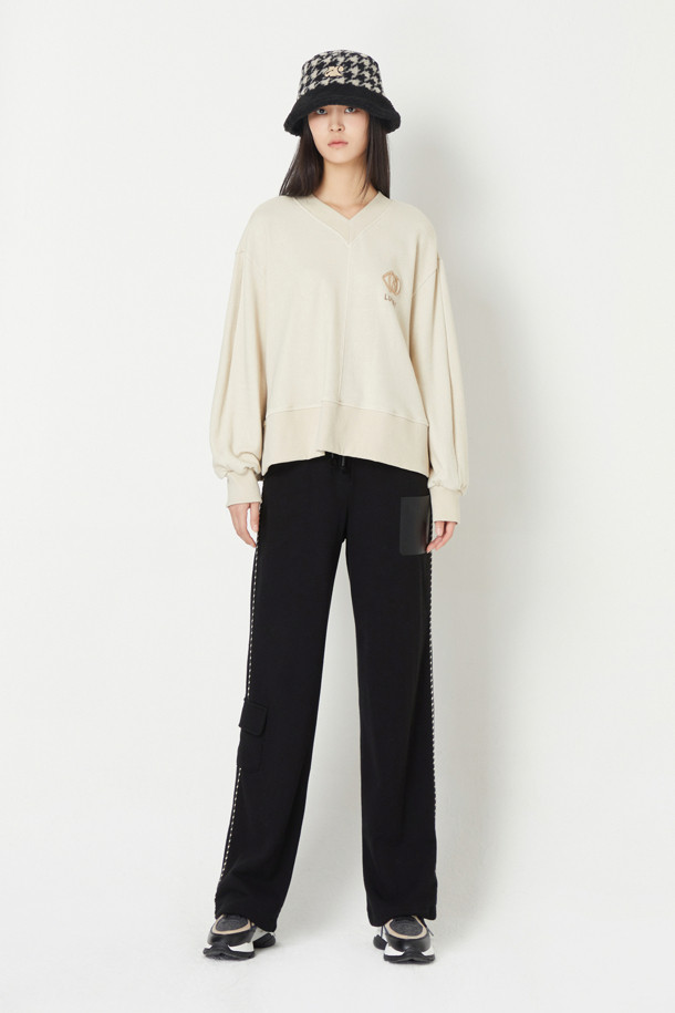 LUCKY CHOUETTE - 롱/미디팬츠 - Side Block Point Jersey Jogger Back Banding Pants