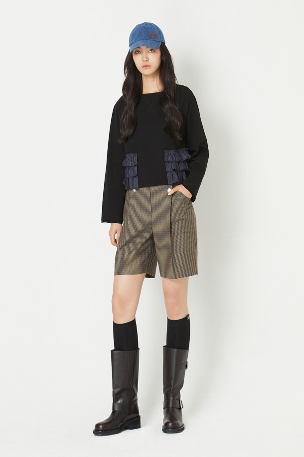 LUCKY CHOUETTE - 스커트/팬츠 - Button Point Solid Short Pants