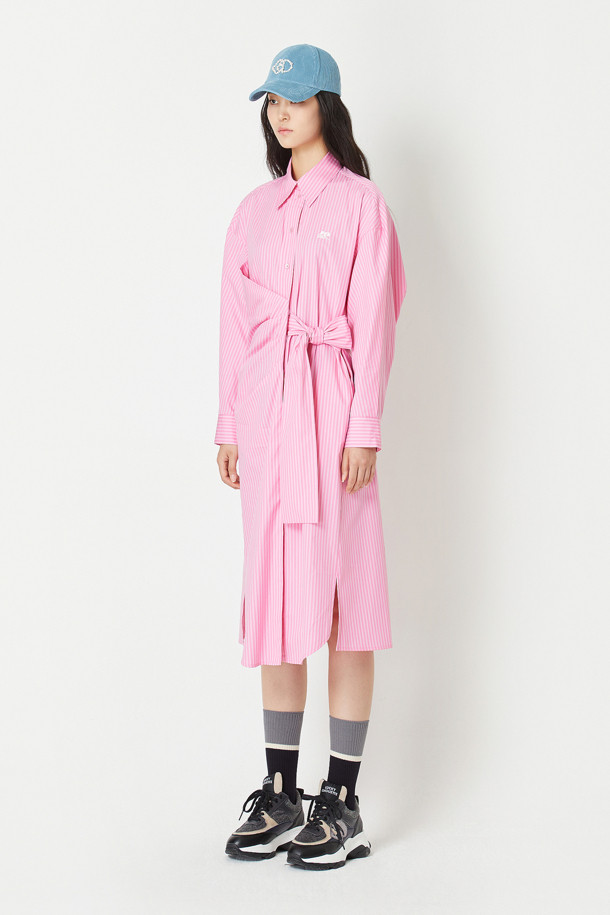 LUCKY CHOUETTE - 원피스 - Ribbon Point Striped Shirt Type Dress