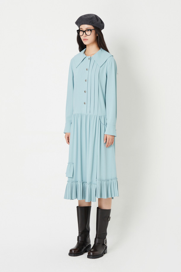 LUCKY CHOUETTE - 원피스 - Pleats Collar Long Dress