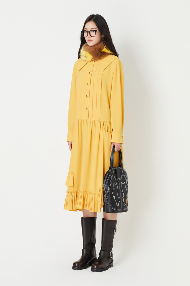 LUCKY CHOUETTE - 원피스 - Pleats Collar Long Dress